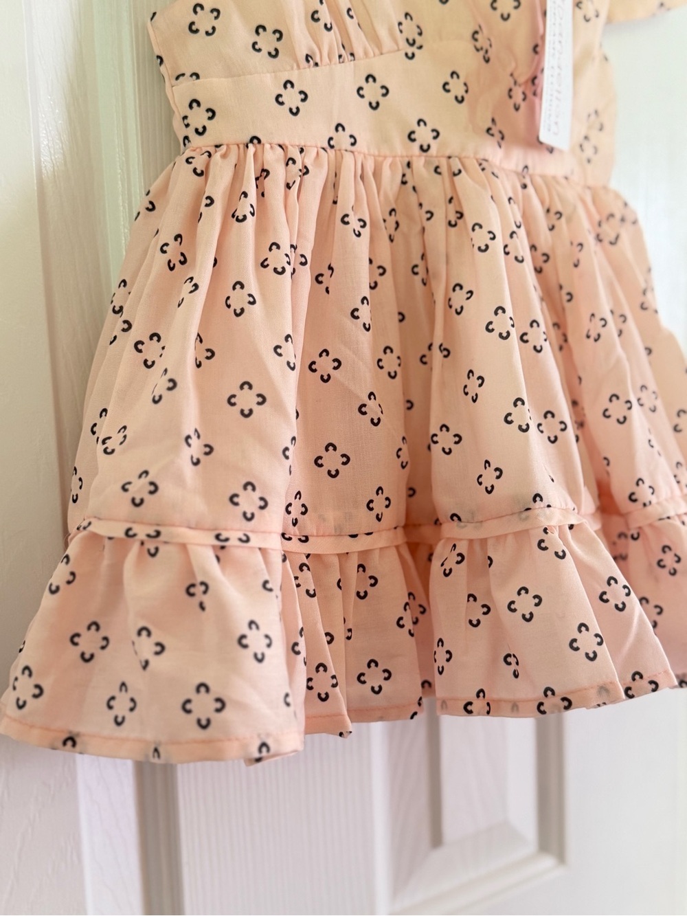Boutique Girls Pink Ruffle Dress Shorts Matching Set Size 2 Tiered Geometric NWT - Picture 6 of 12